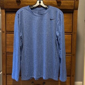 Nike Dri-FIT Long-Sleeve Sports Tee Light Blue Mens Large